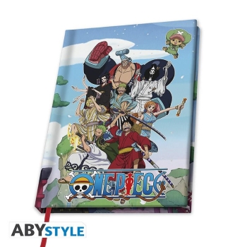 ONE PIECE - A5 Notizbuch "Wano"  Wano ist der Ort des letzten großen Abenteuers der Straw Hat Crew! Zwischen Samurais und Ninjas, Verschwörungen und Verrat sind unsere Lieblingspiraten auf dieser Insel, um Momonosuke zu helfen, seinen Titel von Shogun geg